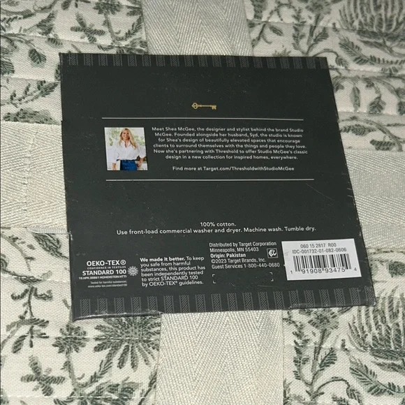 Studio McGee Decorated Border Cotton Slub Print Quilt , Light Teal Green - Picture 6 of 16